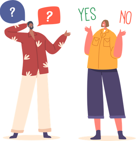 Making Decision Deliberating Between Yes Or No Options  Illustration