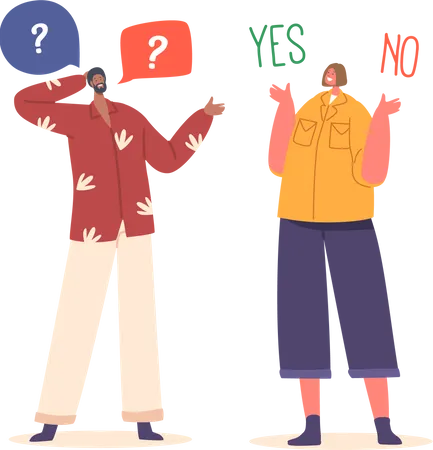 Making Decision Deliberating Between Yes Or No Options  Illustration