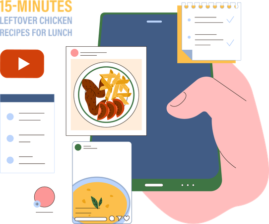 Making food using recipe video  Illustration