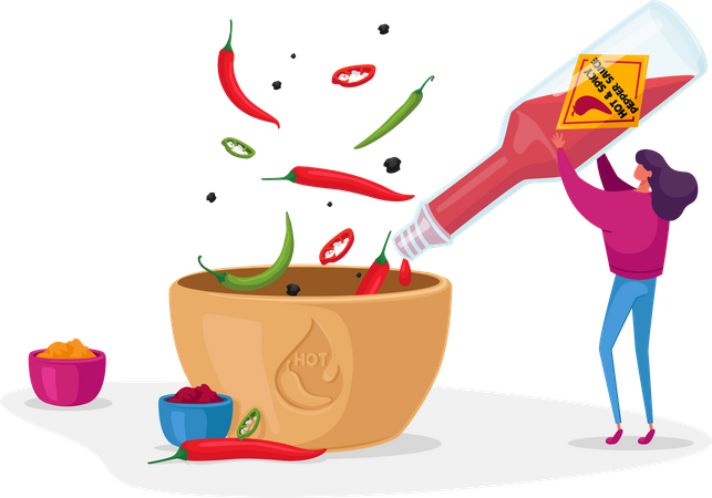 Making hot sauce using spicy ketchup Illustration