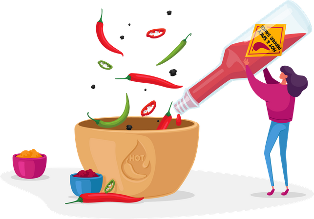 Making hot sauce using spicy ketchup  Illustration