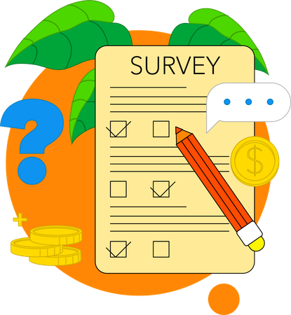 Making money by taking online surveys  Illustration