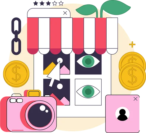 Making money from online shopping  Illustration