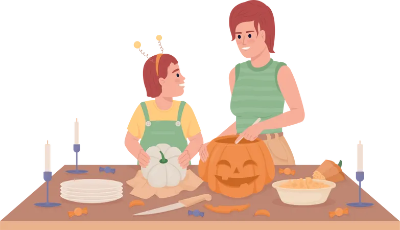 Making pumpkin decoration Illustration