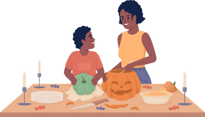 Making pumpkin lantern Illustration