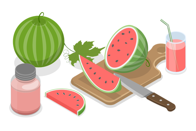 Making watermelon juice steps  Illustration