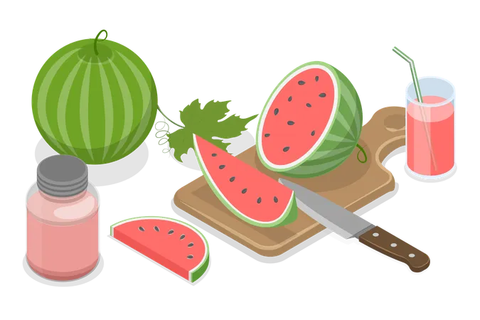 Making watermelon juice steps  Illustration