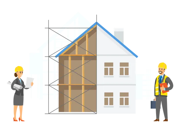 Making Wooden House  Illustration