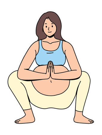 Malayan Squat Pose Yoga  Illustration