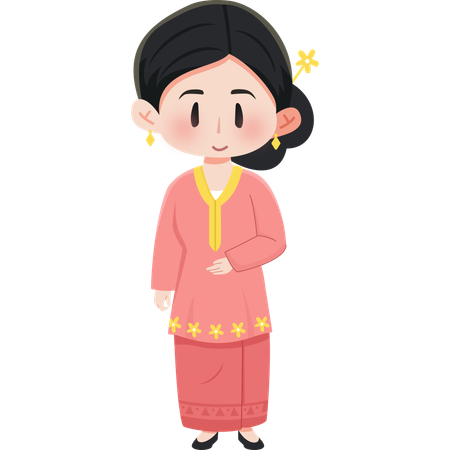 Malaysia Baju Kurung girl  Illustration