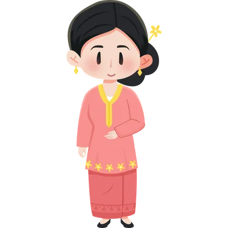 Malaysia Baju Kurung girl  Illustration