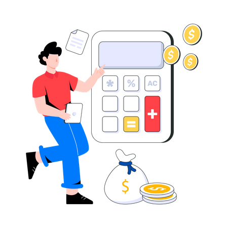Male  Accountant calculate budget Illustration