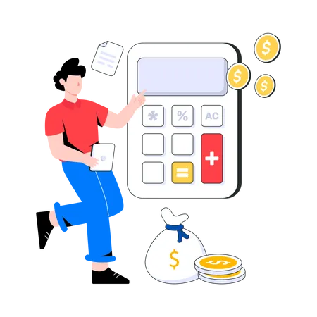 Male  Accountant calculate budget Illustration