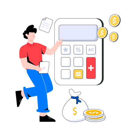 Male  Accountant calculate budget  Illustration