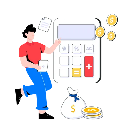 Male  Accountant calculate budget  Illustration