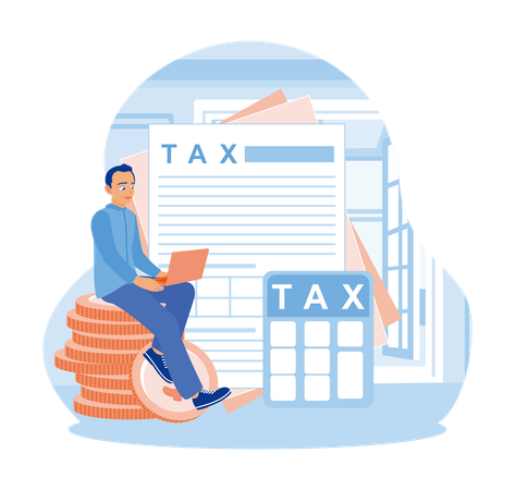Male accountant calculating tax  Illustration