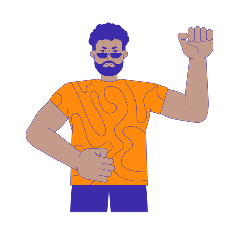 Male activist raising fist  Illustration