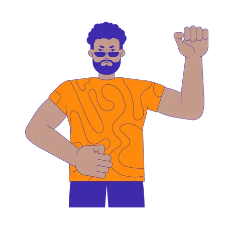 Male activist raising fist  Illustration