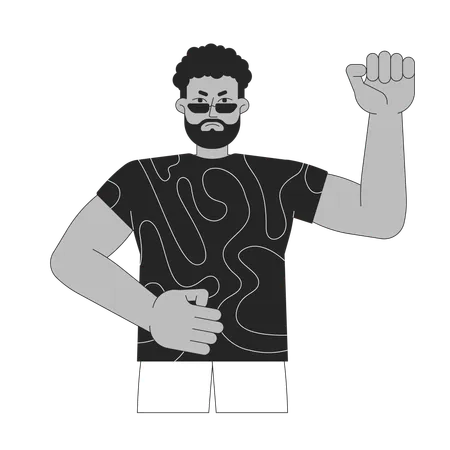 Male activist raising fist  Illustration