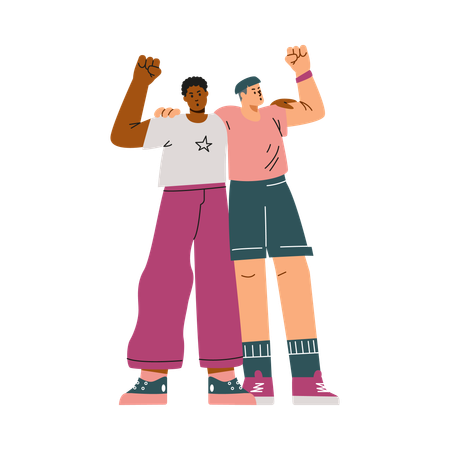 Male activists advocating for human rights against discrimination  Illustration