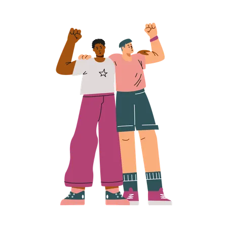 Male activists advocating for human rights against discrimination  Illustration