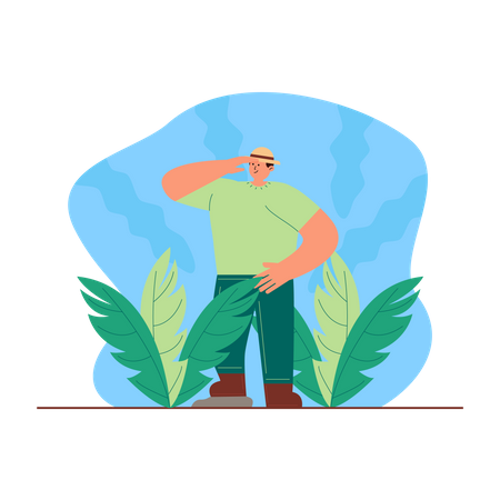 Male Adventurer in jungle  Illustration