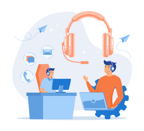 Male agent provide technical service  Illustration
