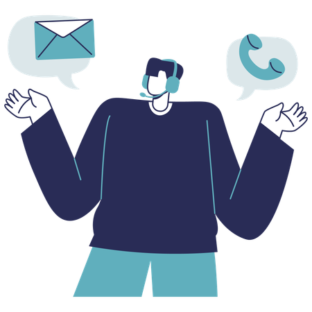 Male agent talking on Support call  Illustration