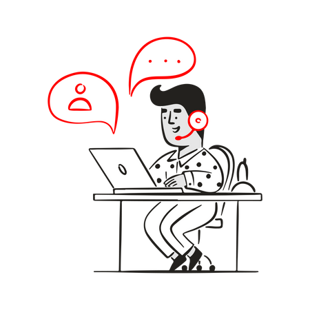 Male agent working at call center  Illustration