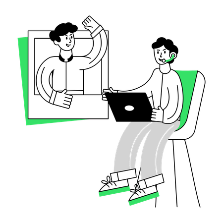 Male agent working on Customer Support Illustration