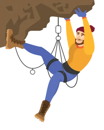 Alpinist Climb The Mountain Extreme Sport And High Effort Alpinism And Climber Concept Isolated Vector Illustration In Cartoon Style Illustration