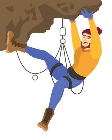 Male Alpinist climb the mountain  Illustration