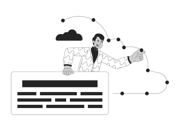 Male analyst cloud computing  Illustration