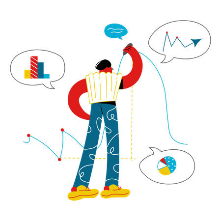 Male analyzing business data  Illustration