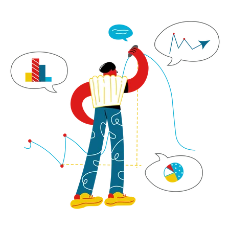 Male analyzing business data  Illustration