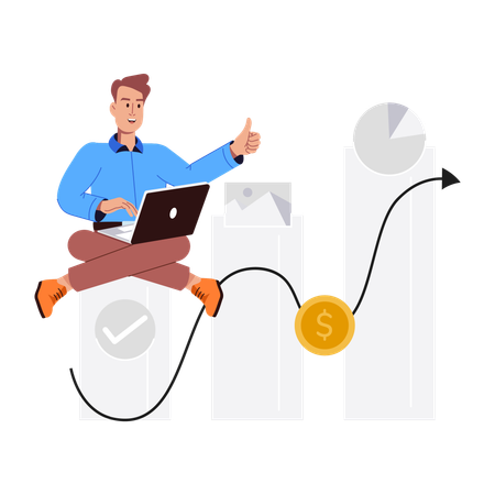 Male analyzing Earnings data  Illustration