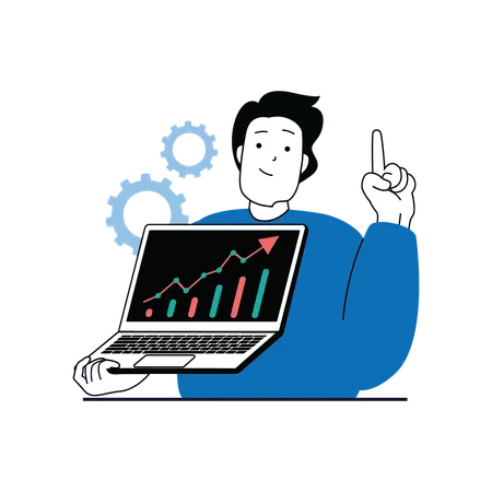 Male analyzing growth chart  Illustration