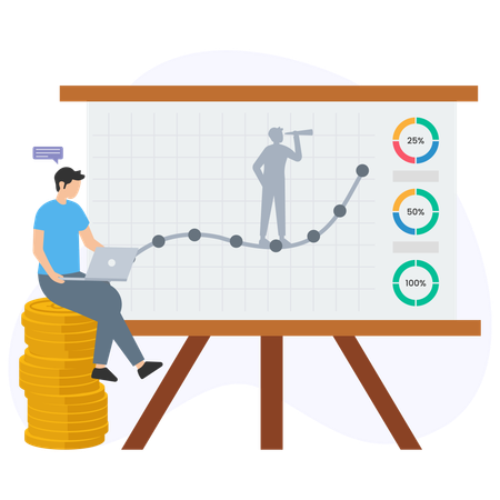 Male Analyzing Market Analysis  Illustration