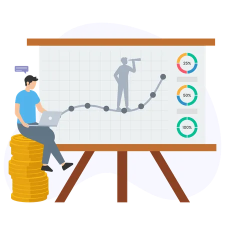 Male Analyzing Market Analysis  Illustration