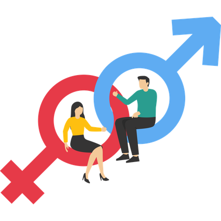 Male And Female Characters In Gender Equality  Illustration