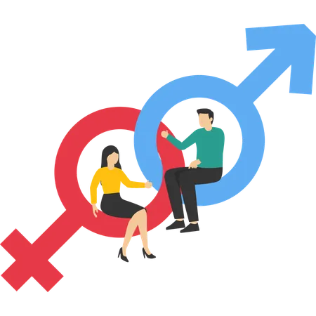 Male And Female Characters In Gender Equality  Illustration