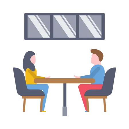 Male and female colleagues doing conversation Illustration