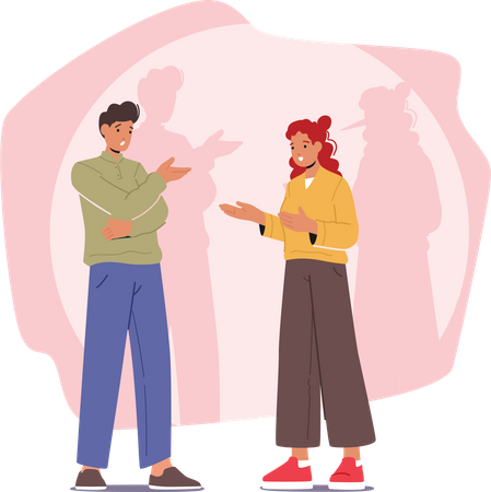 Male And Female Communicating each other  Illustration