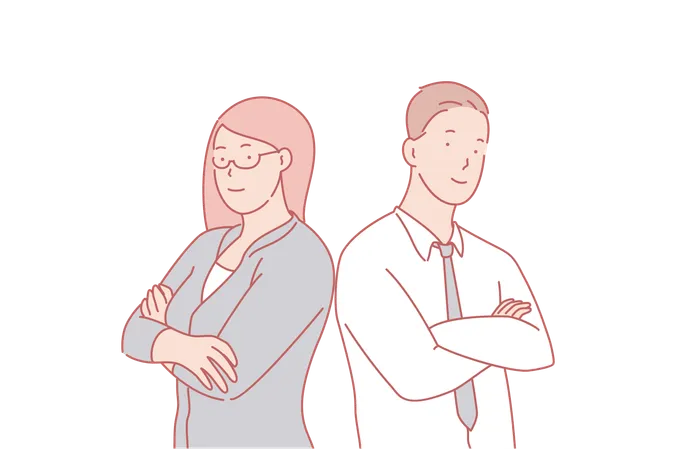 Teamwork Partnership Gender Equality Concept Male And Female Coworkers Professional Top Managers Team Colleagues Partnership And Cooperation Equal Career Opportunities Simple Flat Vector Illustration