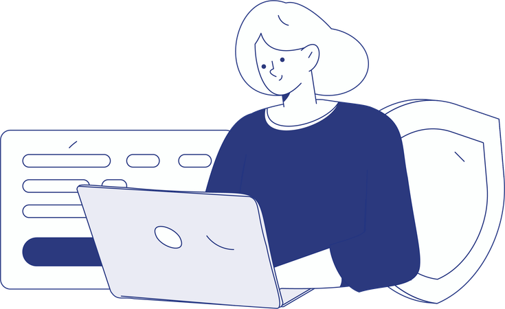 Male and female developer working on cyber security  Illustration