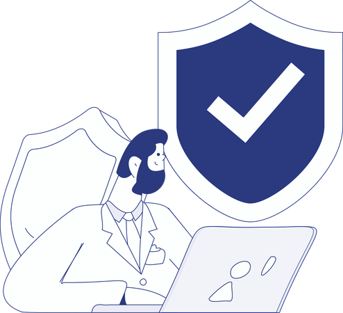 Male and female developer working on cyber security  Illustration