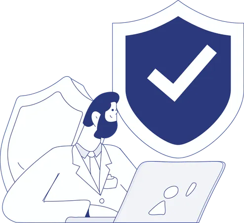 Male and female developer working on cyber security  Illustration