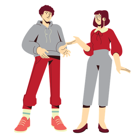 Male and female discussing each other  Illustration