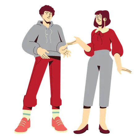 Male and female discussing each other  Illustration