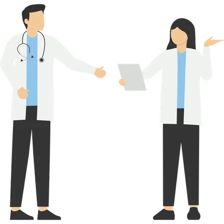 Male and female doctor talking  Illustration